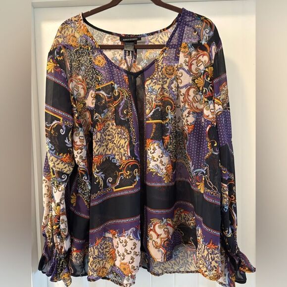 Ashley Stewart Women's Multicolor Bohemian Top Size 18 / 20 - Picture 1 of 4